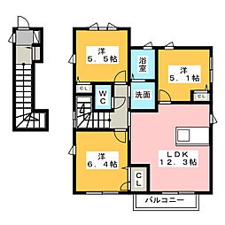 ルピナスB 3LDKの間取図画像