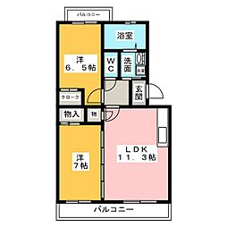 エスポワール・マキ 2LDKの間取図画像
