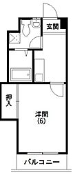 サンリバーハイツ 1Kの間取図画像