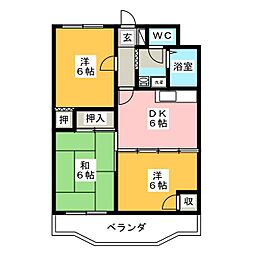 パークタウン宮前B棟 3DKの間取図画像
