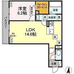D-Hills原島町 1LDKの間取図画像
