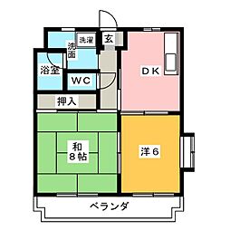 マンションカズ 2DKの間取図画像