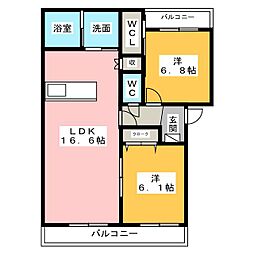フロレスタ・ハヤシ 2LDKの間取図画像