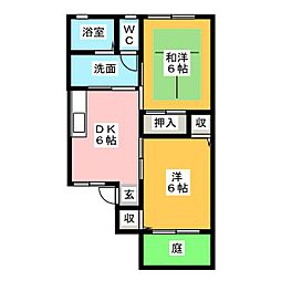 サンセジュール 2DKの間取図画像