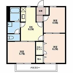 アインパール 1LDKの間取図画像