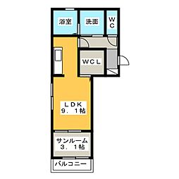 Dwell北島 ワンルームの間取図画像