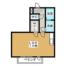 bluerose ワンルームの間取図画像