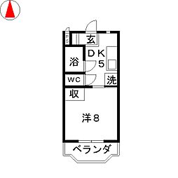 グランドハイツ白梅 1DKの間取図画像