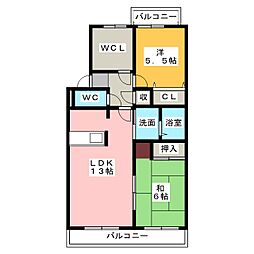 グランドール領家 2SLDKの間取図画像