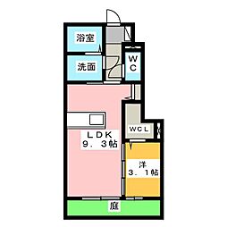 グランドゥールA 1LDKの間取図画像