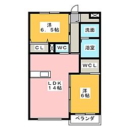 フルール・ド・リス 2SLDKの間取図画像