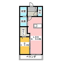 ゆーかりhills6 1LDKの間取図画像