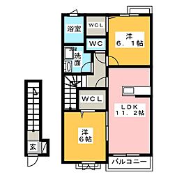 プラテリア 1LDKの間取図画像