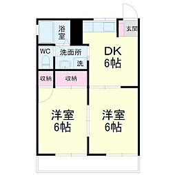 サンテラス大村2 2DKの間取図画像