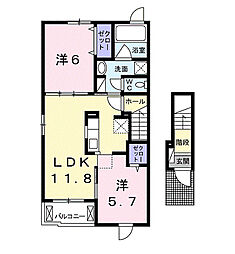 スリーアイランド 2LDKの間取図画像