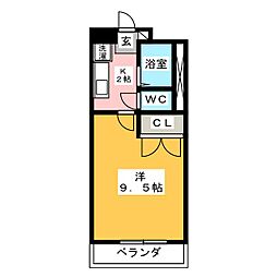 サンヒルズ 1Kの間取図画像