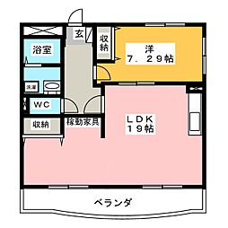 サンフィール 1LDKの間取図画像