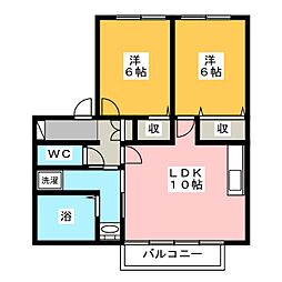 ガーデンコート西添C 2LDKの間取図画像