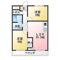 永代マンション 2LDKの間取図画像