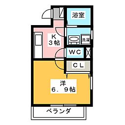 エルピス1 1Kの間取図画像