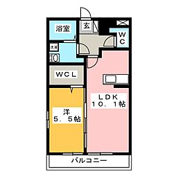 ロンド・ボヌール 1LDKの間取図画像