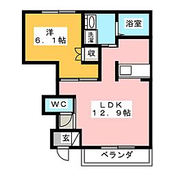 サンローズ香貫 1LDKの間取図画像