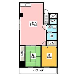 ルピナス伏見 2LDKの間取図画像