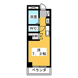 ヴィラ若林 ワンルームの間取図画像