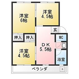 エクスト宮前1 3DKの間取図画像