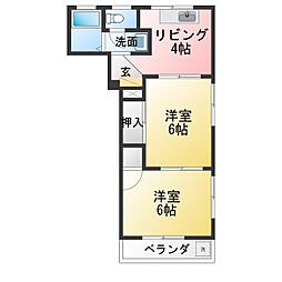 矢田ハイツ 2Kの間取図画像
