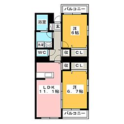 パッセムラージュ 2LDKの間取図画像