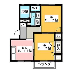トレスディアスB 2DKの間取図画像