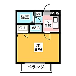 アンブレ 1Kの間取図画像