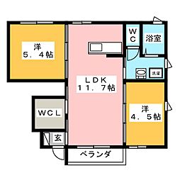 リア・フレールA 2LDKの間取図画像