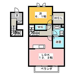 ウエストフィールドC 1LDKの間取図画像
