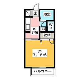 サーティーンガーデンC 1Kの間取図画像