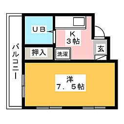 ル・セレッソ 1DKの間取図画像