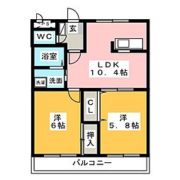 ディスカヴァリー柿田2 2LDKの間取図画像