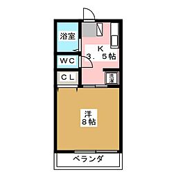 シティハイムアシストおのA 1Kの間取図画像