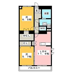 シェルコート 2LDKの間取図画像