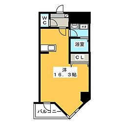 アマネウエスト ワンルームの間取図画像