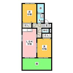 ヴェルデュール 2LDKの間取図画像