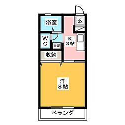 ロイヤルはまゆう 1Kの間取図画像