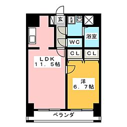 モアナコート 1LDKの間取図画像