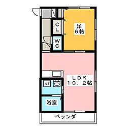 アンフィニたかしま 1LDKの間取図画像