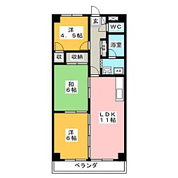 ビューテラス愛鷹 3LDKの間取図画像