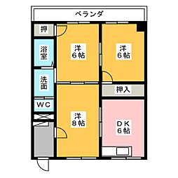 メゾン・ドゥ・セピア2 3DKの間取図画像