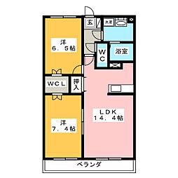 ポリシエ 2LDKの間取図画像