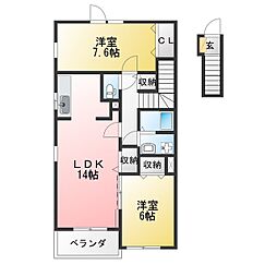 HAPPYDREAM長泉B 2LDKの間取図画像