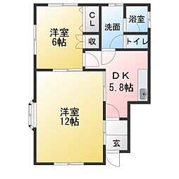 クレシェンテ2 2DKの間取図画像